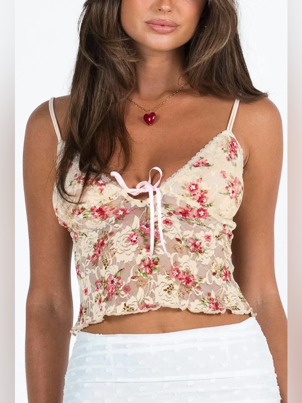 Princess Amessa Lace Top Floral Size 8 NWT